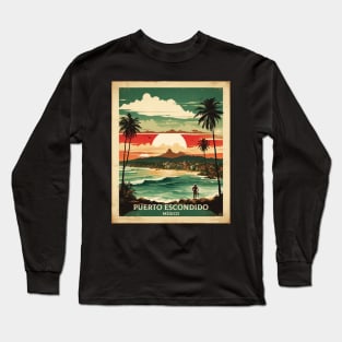 Puerto Escondido Oaxaca Mexico Vintage Tourism Travel Long Sleeve T-Shirt